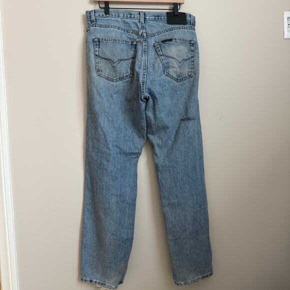 Harley Davidson Men Straight Leg Light Wash Denim Jeans 34 x 32 Distressed Biker - Picture 10 of 12